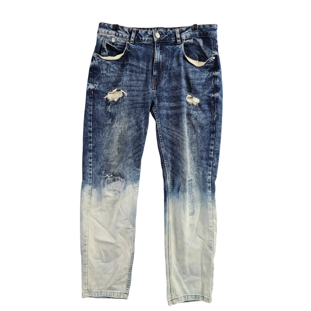 HumaNature‎ Canada Goose Tapered Jeans Mens 32 Acid Wash Ombre Distressed Denim
